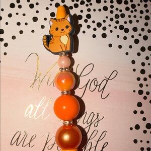 Orange Cat Beaded Pen